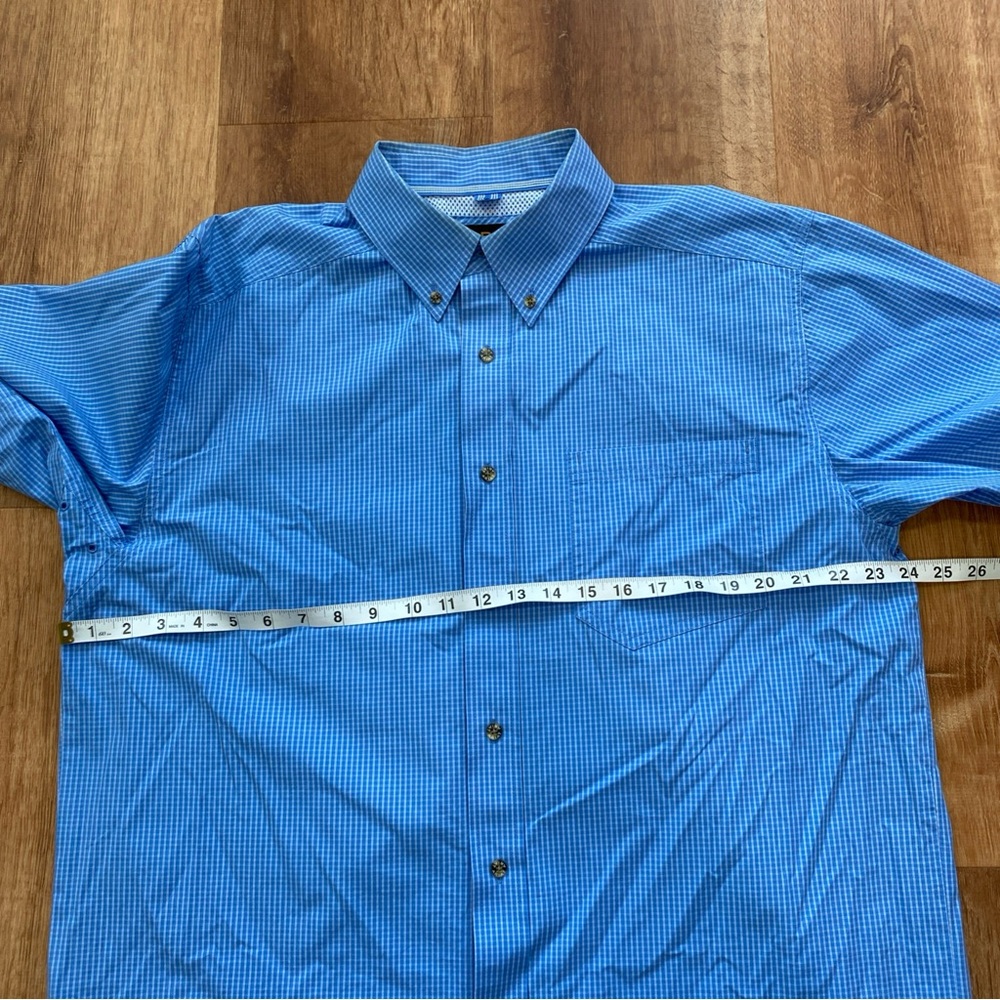 Ariat Pro Series Short Sleeve Shirt Mens Large Button Down Blue Plaid - Picture 5 of 11